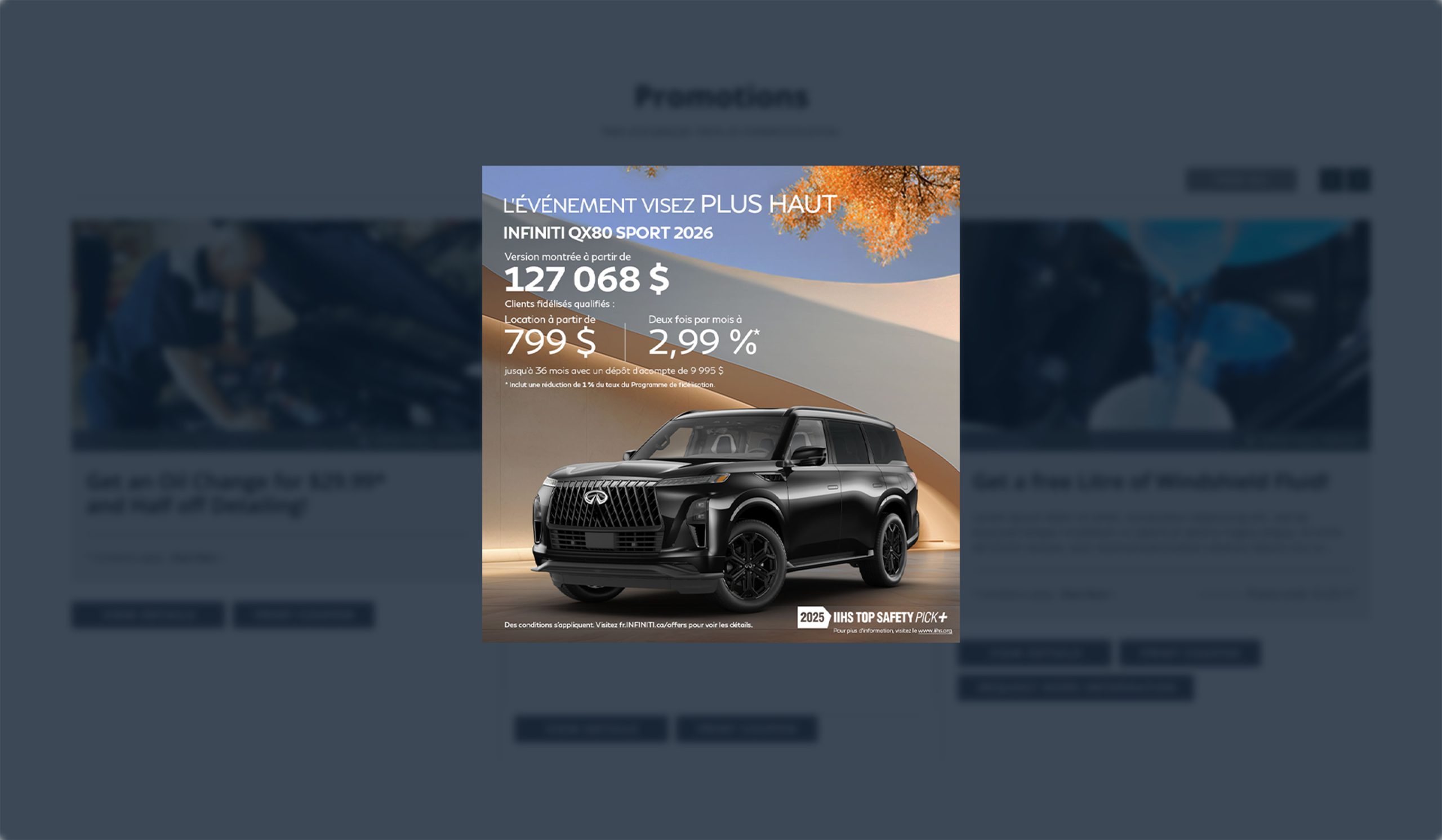 Exemple de promotion Infiniti