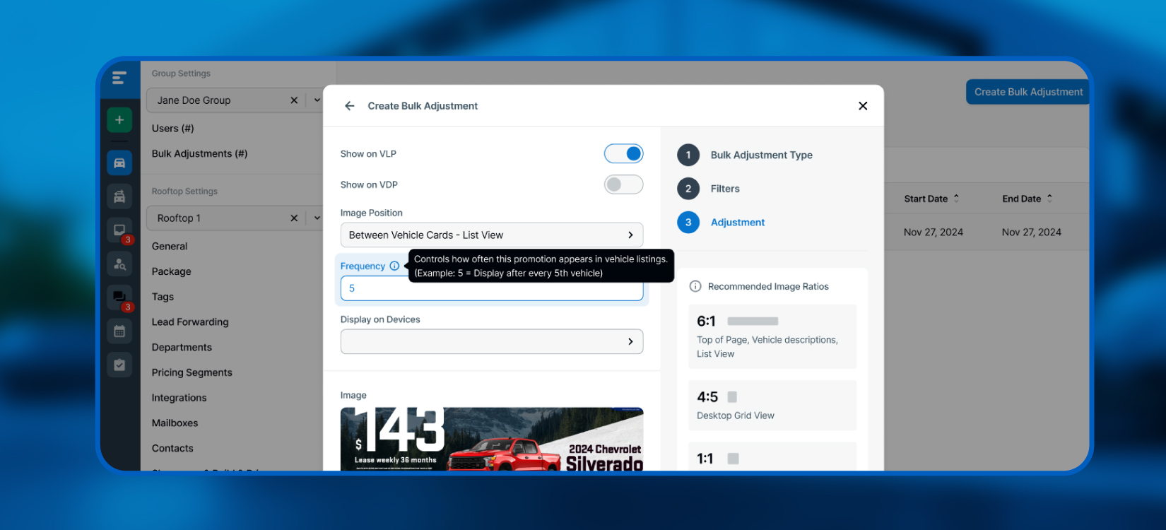 A screenshot shows how to use the bulk adjustment feature in Evolve.