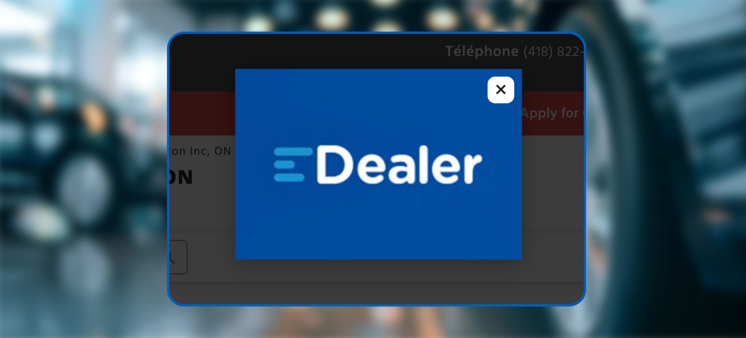 Une fenêtre contextuelle affiche le logo EDealer.