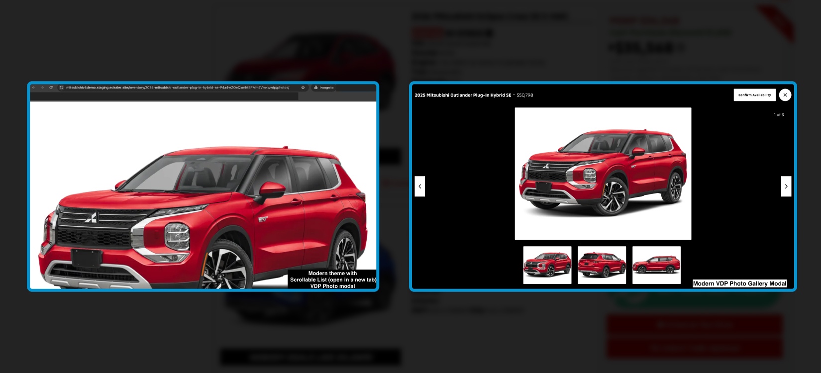 Screenshots show the open tab and photo gallery modal.