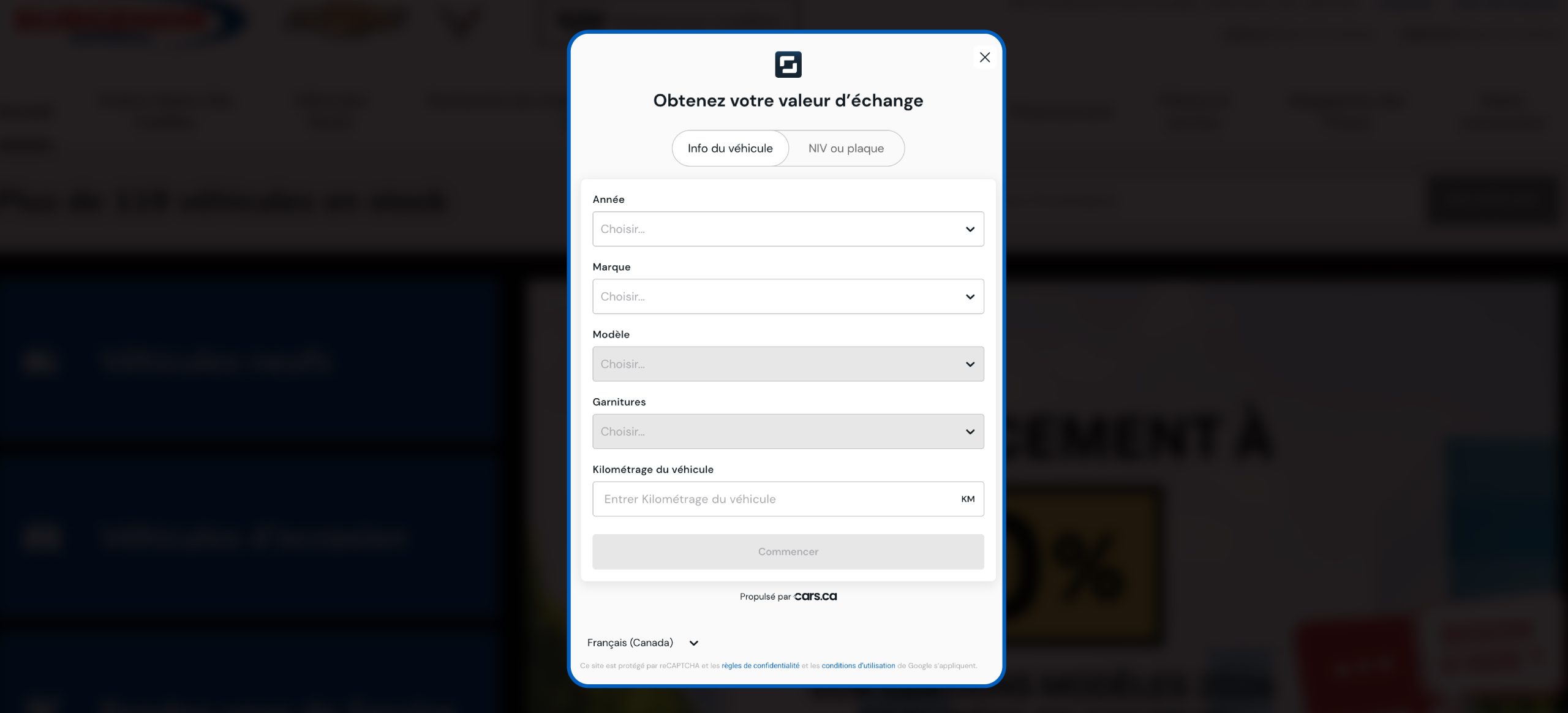 Une capture d’écran du formulaire accédé par l’appel à l’action Easy Offer.
